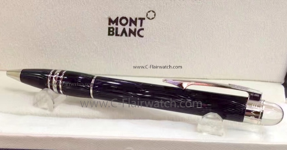 New Copy Montblanc StarWalker Black Ballpoint Pen Silver Trim